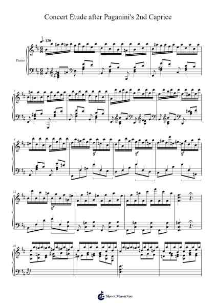 Concert Étude after Paganini's 2nd Caprice, Op. 10, No. 5 Sheet Music by Robert Schumann-Arr.Consdia Debruth
