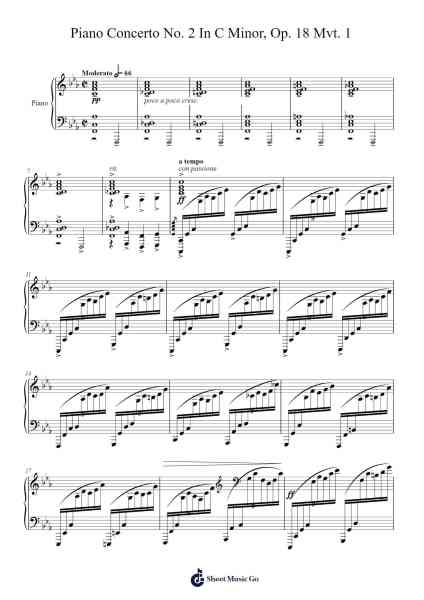 Piano Concerto No. 2 in C Minor, Op. 18: I. Moderato Sheet Music by Sergei Rachmaninoff-Arr.Gracejosh
