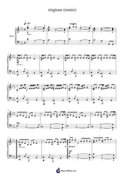 ringtone (remix) Sheet Music by 100 gecs-Arr.Urclair