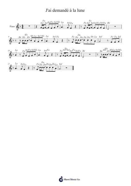 J'ai demandé à la lune Sheet Music by undefined-Arr.Maudky Clairebey
