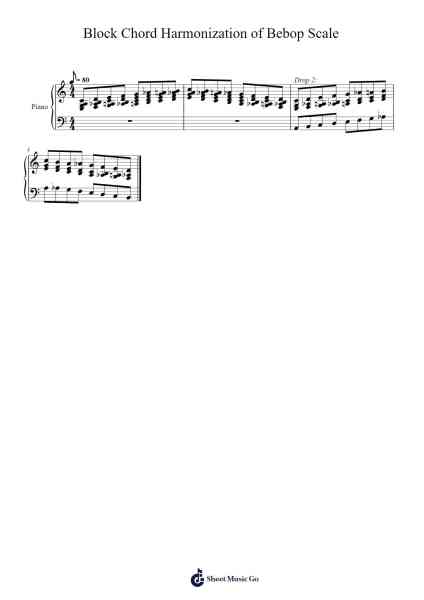 Block Chord Harmonization of Bebop Scale Sheet Music by Virlouis-Arr.Peagrace Lensid