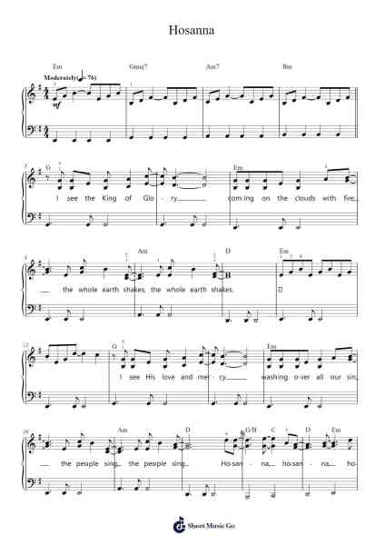 Hosanna Sheet Music by Hillsong United-Arr.Glenngo Ianleign