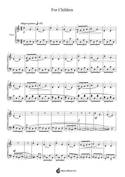 For Children, Vol. 1, No. 23: Dance Song, Sz. 42 Sheet Music by Béla Bartók-Arr.Walry
