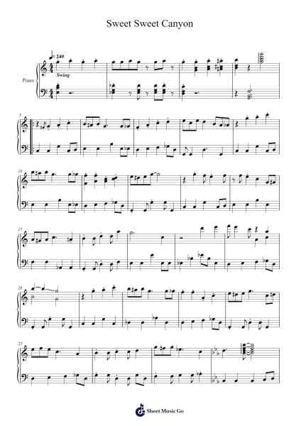 Sweet Sweet Canyon Sheet Music by Nintendo-Arr.Loborn Chadrie