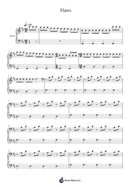 Flaws Sheet Music by Dan Smith-Arr.Jobwild Camillou