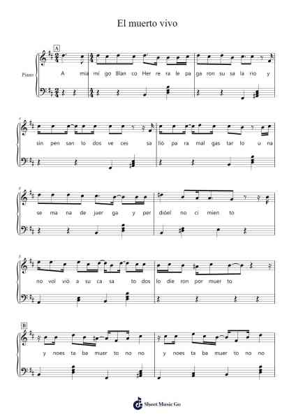 El muerto vivo Sheet Music by Wheequinn Dalvis-Arr.Payrusk