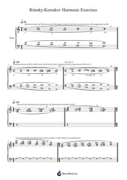Harmonic Exercises: Harmonization of Chromatic Scales Sheet Music by Nikolai Rimsky-Korsakov-Arr.Bairdbian Lystan