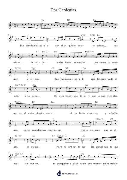 Dos Gardenias Sheet Music by Ibrahim Ferrer-Arr.Egcon Maxlie