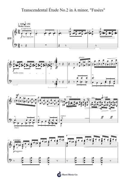 Transcendental Étude No. 2 in A Minor, S. 139: "Fusées" Sheet Music by Franz Liszt-Arr.Chloekeats