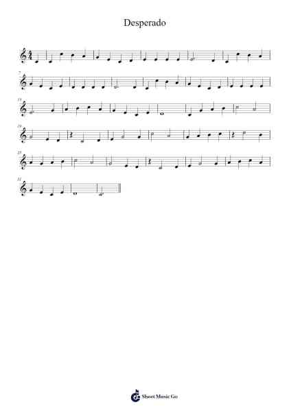 Desperado Sheet Music by Eagles-Arr.Moulboyce