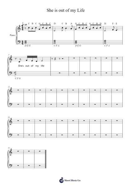 She is out of my Life Sheet Music by Michael Jackson-Arr.Hazlius