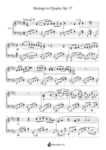 Homage to Chopin, Op. 17 Sheet Music by Timothy Cho-Arr.Chauburne Fowblair