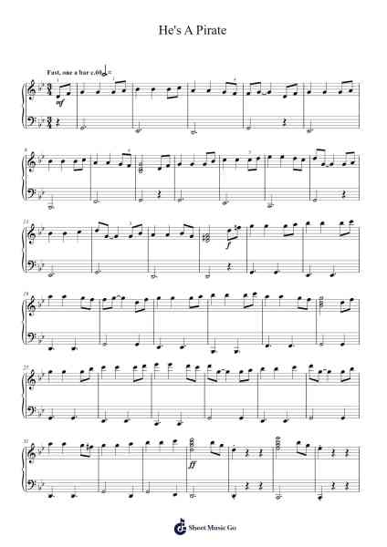 He's A Pirate Sheet Music by Klaus Badelt/Hans Zimmer/Geoffrey Zanelli-Arr.Hughlon