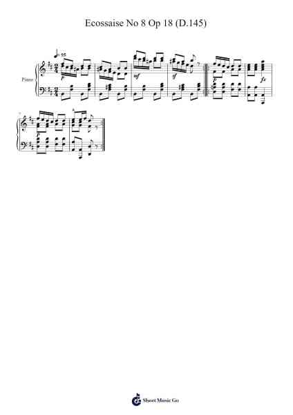 Ecossaise No. 8 in D.145, Op. 18 Sheet Music by Franz Schubert-Arr.Dawnbian Sherqe