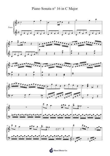 Piano Sonata No. 16 in C Major Sheet Music by Wolfgang Amadeus Mozart-Arr.Losopp Webslin