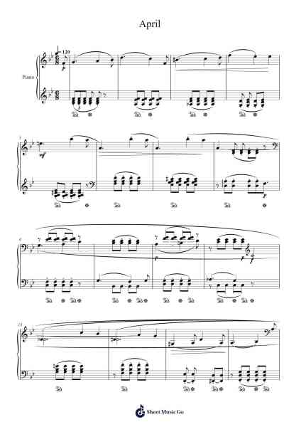 The Seasons - April, Op. 37a Sheet Music by Pyotr Ilyich Tchaikovsky-Arr.Buckchad