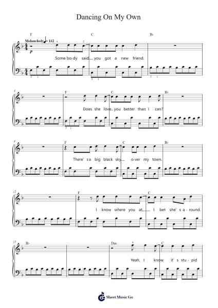 Dancing On My Own Sheet Music by Robyn-Arr.Cofny