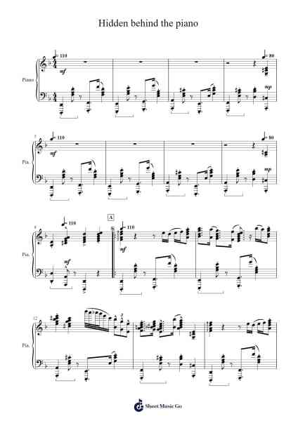 Hidden behind the piano - Caché derrière le piano Sheet Music by Robert Labrosse-Arr.Hancke Walkstan