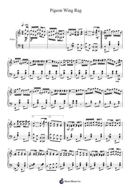 Pigeon Wing Rag Sheet Music by CHAS. L. JOHNSON-Arr.Nodric