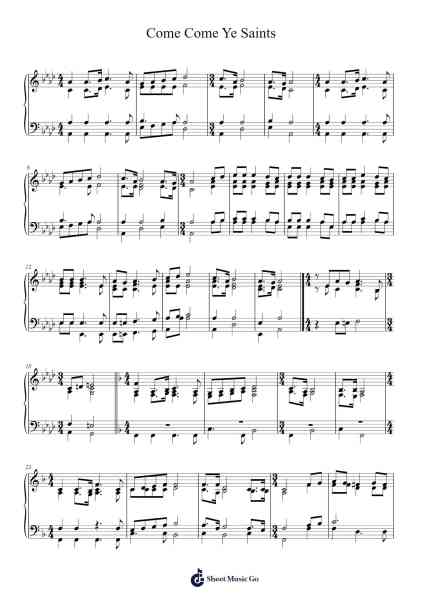 Come Come Ye Saints Sheet Music by English Folk melody-Arr.Francespkins Vicpham