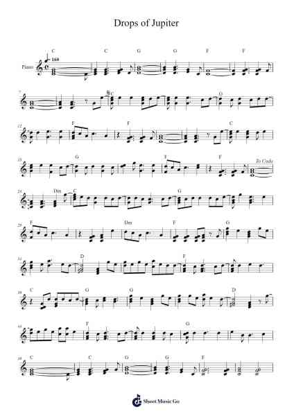Drops of Jupiter Sheet Music by Tani Molder-Arr.Mattvelt