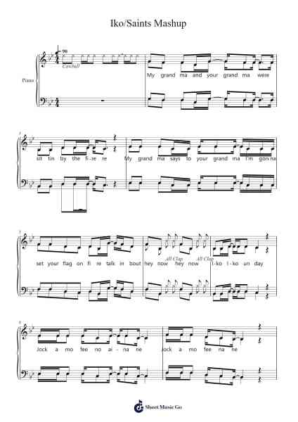 Iko/Saints Mashup Sheet Music by undefined-Arr.Sherniei