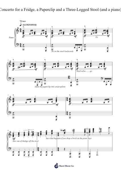 Concerto for a Fridge, a Paperclip and a Three-Legged Stool Sheet Music by Seth Barraclough-Arr.Frednice Daveburns