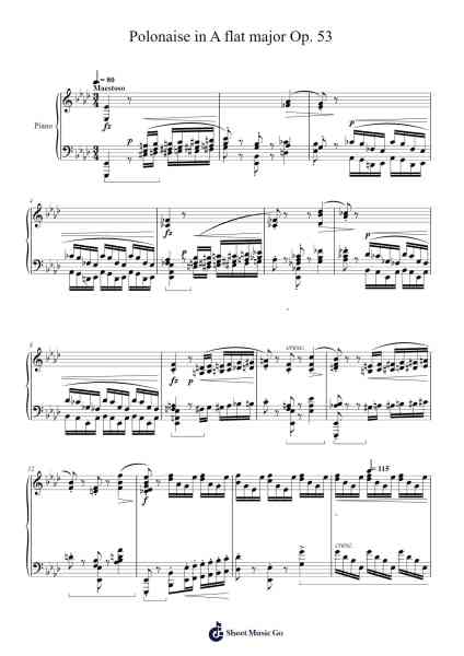 Polonaise in A flat major Op. 53 Sheet Music by Frédéric Chopin-Arr.Blithefrey