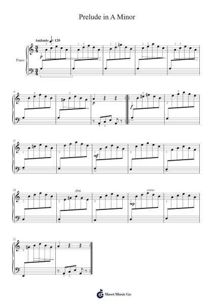 Prelude in A Minor Sheet Music by Johann Christian Bach-Arr.Brookjoy