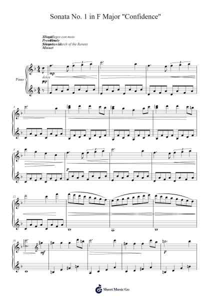 Sonata No. 1 in F Major "Confidence" Sheet Music by Poech-Arr.Junechad