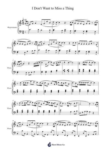 I Don't Want to Miss a Thing Sheet Music by Diane Warren-Arr.Penlith