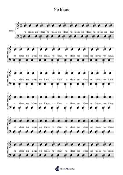 No Ideas Sheet Music by Ethan Shewchuk-Arr.Jillcooke Murday