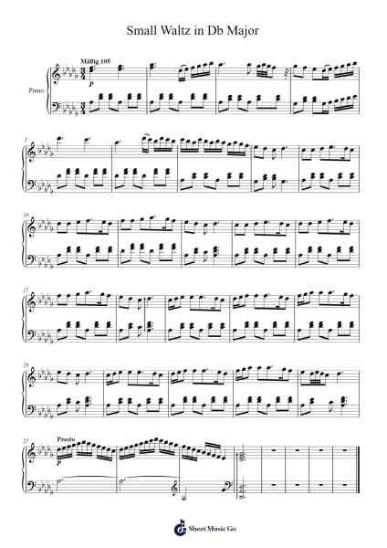 Small Waltz in Db Major Sheet Music by T.S.K.-Arr.Bake
