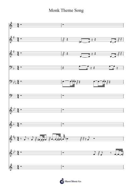 Monk Theme Song Sheet Music by Misc Television-Arr.Vinpeare