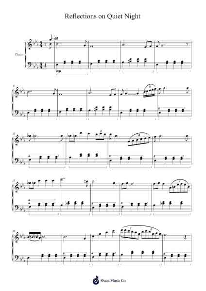 Reflections on Quiet Night Sheet Music by Li Yang Yang-Arr.Blycarr