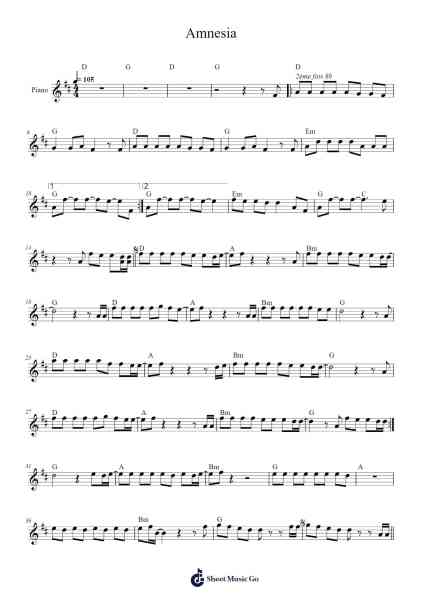 Amnesia Sheet Music by undefined-Arr.Stechill Argale