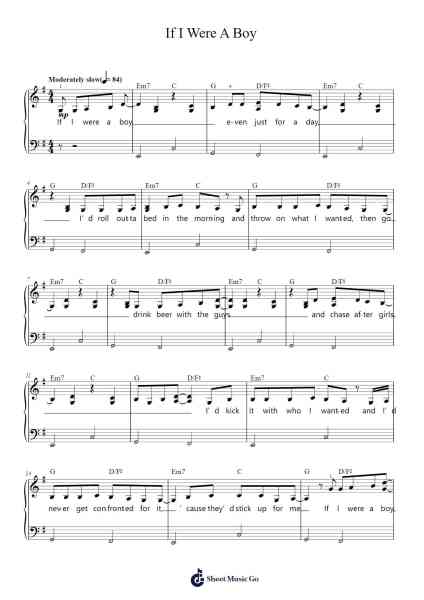 If I Were A Boy Sheet Music by Beyoncé-Arr.Shawqe Bryy
