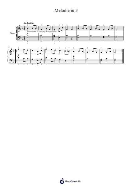 Melodie in F Sheet Music by undefined-Arr.Caerwood Belch