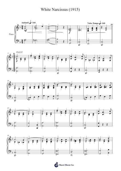 White Narcissus Sheet Music by George L. Cobb-Arr.Lesdes Sadel
