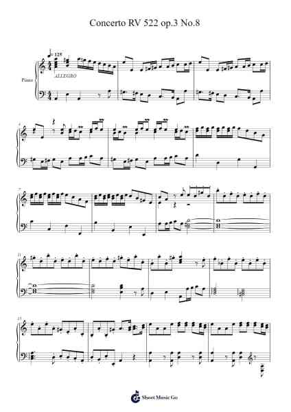 Concerto for Two Violins in A Minor, RV 522, Op. 3 No. 8 Sheet Music by Antonio Vivaldi-Arr.Boothphen Rybes