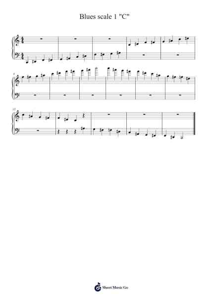 Blues scale 1 "C" Sheet Music by Marco Farina-Arr.Woomiah