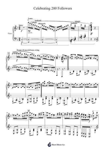 Celebrating 200 Followers (Op.60) Sheet Music by Pehall-Arr.Babberg Neriam