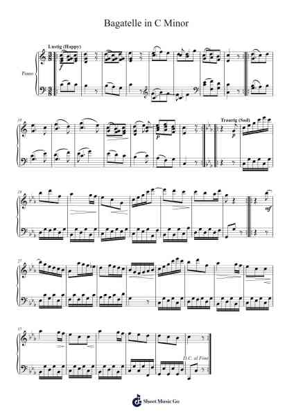 Bagatelle in C Minor Sheet Music by Ludwig van Beethoven-Arr.Glacarr