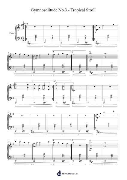 Gymnosolitude No.3 - Tropical Stroll Sheet Music by Pullbush-Arr.Paggo Bruhale
