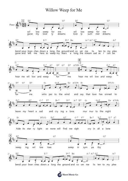 Willow Weep for Me Sheet Music by Chad & Jeremy-Arr.Thoclare