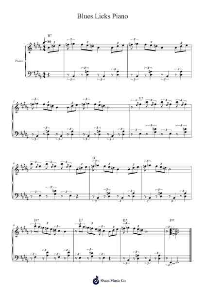 Blues Licks Piano 樂譜由 undefined - 編曲 Graycie Scob