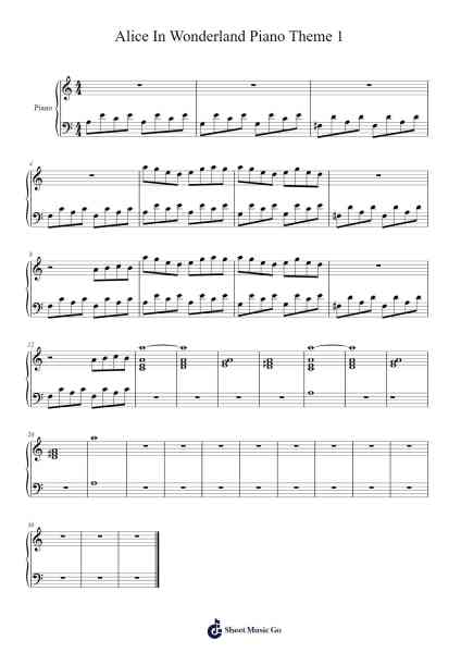 Alice In Wonderland Piano Theme 1 Sheet Music by Ben Heber-Arr.Louiefie