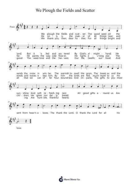 We Plough the Fields and Scatter Sheet Music by Johann A. P. Schultz-Arr.Ukuk Behill