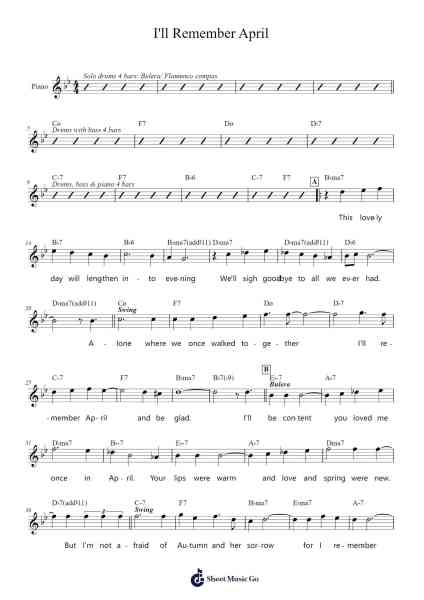 I'll Remember April Sheet Music by Gene DePaul-Arr.Cashlyle Windnix