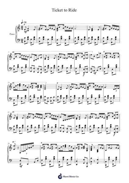 Railway Rag - Ticket to Ride Soundtrack Title Theme Sheet Music by Michael Huang-Arr.Hagpold